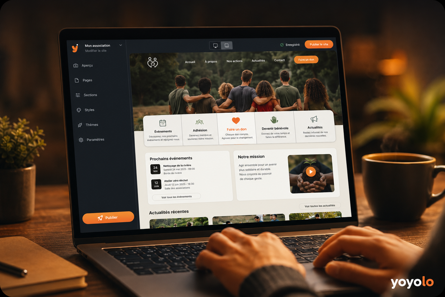 L'éditeur de site Yoyolo pour association