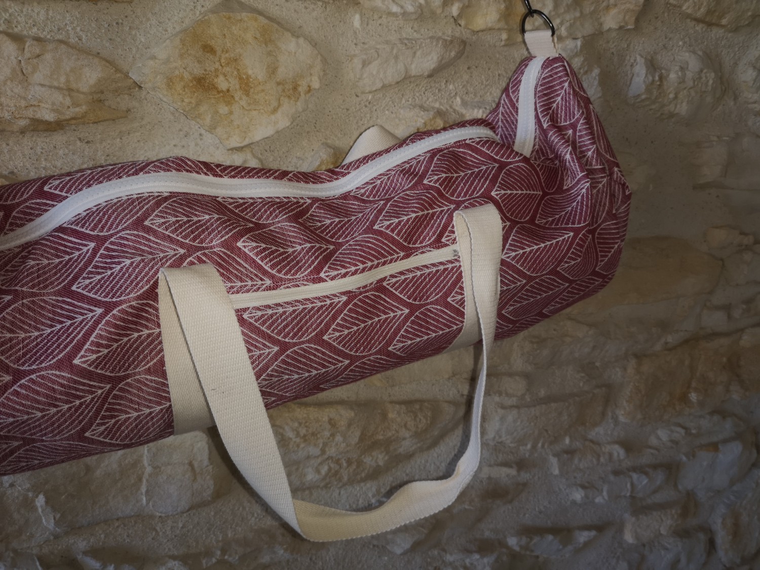 sac pour tapis de yoga  -feuilles rouges-