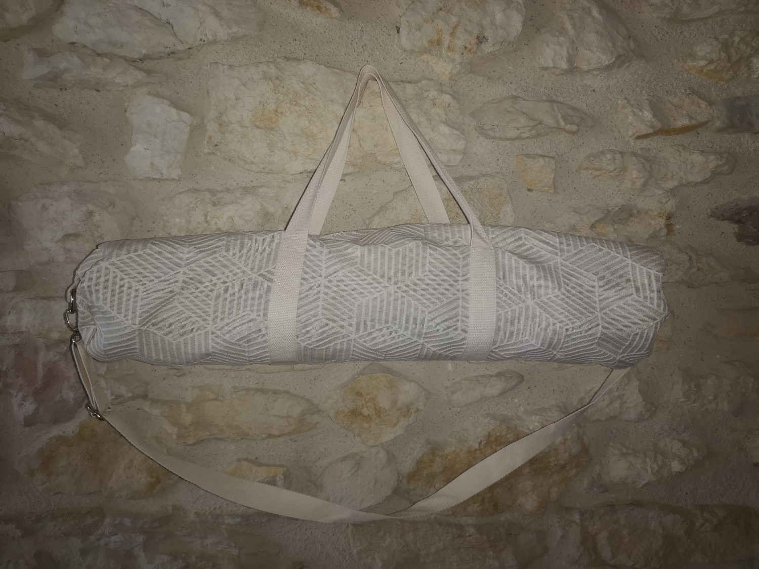 Sac pour tapis de yoga  -blanc formes géométriques-